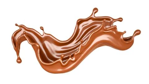 Isolated chocolate splash on a white background. 3d illustration, 3d renderin Illustrazione stock