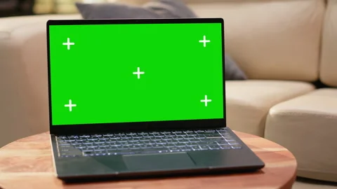 Isolated chroma key screen in cozy bright interior with coffee table Stock Footage 344245493