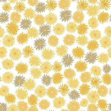 Isolated chrysanthemum seamless pattern. Hand drawn seamless elements with ye Stock Illustration