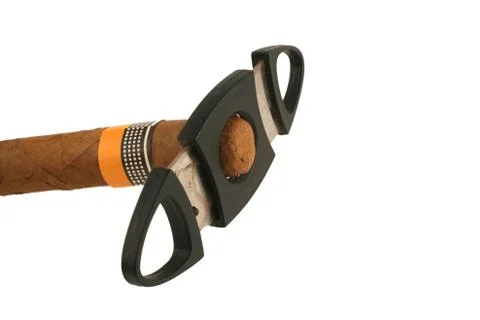 Isolated cigar with cutter Stock Photos