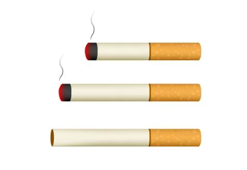 Isolated Cigarette on white in 3D style, vector Stock Illustration