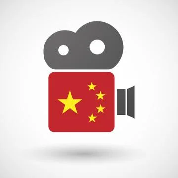 Isolated cinema camera icon with  the five stars china flag symbol Stock Illustration