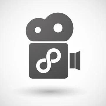 Isolated cinema camera icon with an infinite sign Stock Illustration