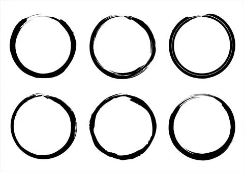 Isolated Circle Grunge Brush Border Frames Collection Set. Premium Vector Stock Illustration