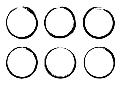 Isolated Circle Grunge Brush Border Frames Collection Set. Premium Vector Stock Illustration