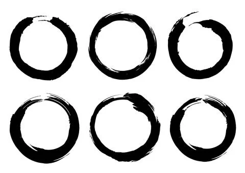 Isolated Circle Grunge Brush Border Frames Collection Set. Premium Vector 库存插图