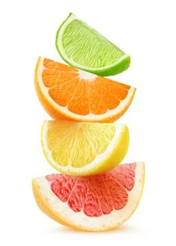 Isolated citrus slices in a stack Foto stock