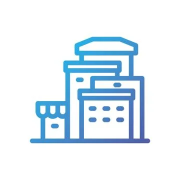 Isolated city buildings with store vector design Ilustración de archivo