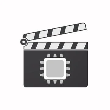 Isolated clapper board with a cpu Stockillustratie