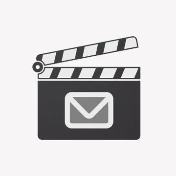 Isolated clapper board with an envelope Stock Illustration