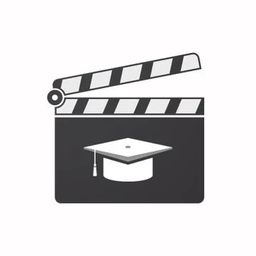 Isolated clapper board with a graduation cap Stock Illustration