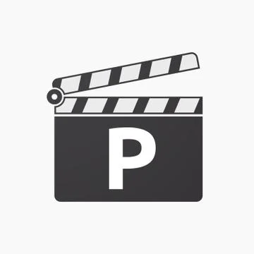 Isolated clapper board with    the letter P Stock Illustration