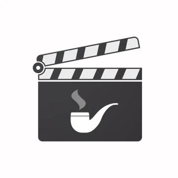 Isolated clapper board with a smoking pipe Stock Illustration