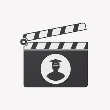 Isolated clapper board with a student Stock Illustration