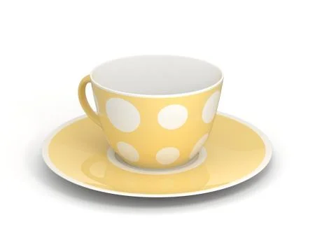 Isolated classic cup with pattern on white background. 3D Illustration. 스톡 일러스트