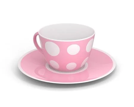 Isolated classic cup with pattern on white background. 3D Illustration. Illustrazione stock
