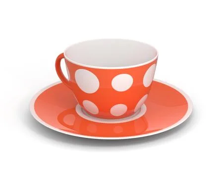 Isolated classic cup with pattern on white background. 3D Illustration. Illustrazione stock