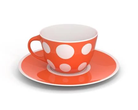 Isolated classic cup with pattern on white background. 3D Illustration. Illustrazione stock