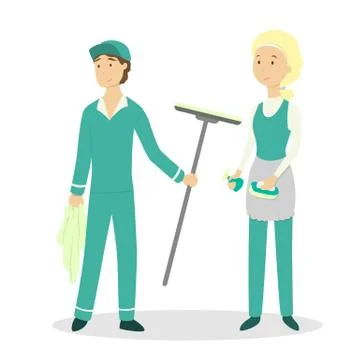 Isolated cleaner couple. Ilustração Stock