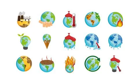 Isolated climate change icon set vector design Illustrazione stock