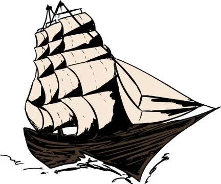 Isolated Clipper Ship Stock Illustration