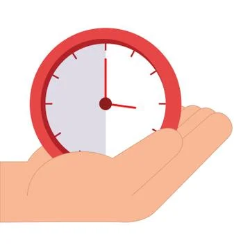 Isolated clock instrument over hand vector design Stock Illustration