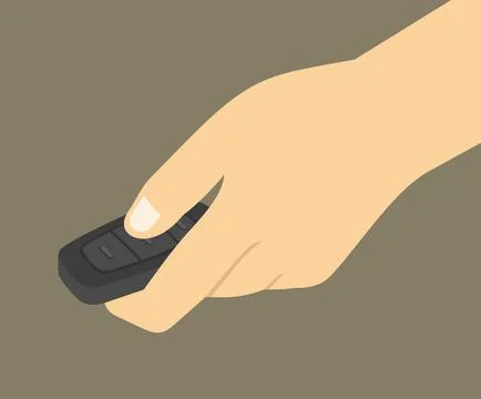 Isolated close-up of hand holding remote controller car key. Flat vector. 스톡 일러스트