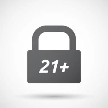Isolated closed lock pad icon with    the text 21+ Stock Illustration