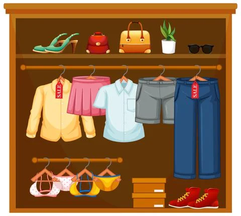 Isolated clothes in the closet Stock Illustration