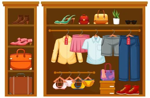 Isolated clothes in the closet Stock Illustration