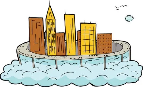Isolated cloud city Stock Illustration