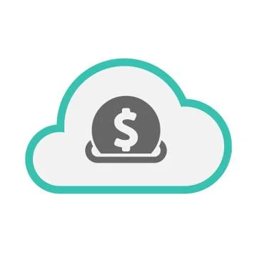 Isolated cloud with  a dollar coin entering in a moneybox Stockillustratie