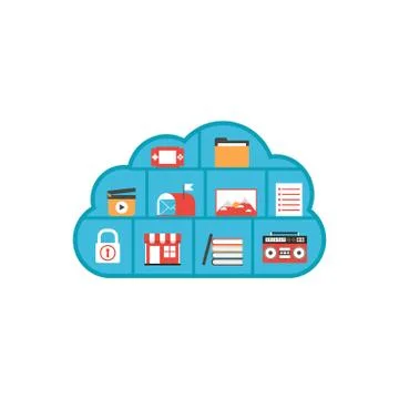 Isolated cloud multimedia Stock Illustration