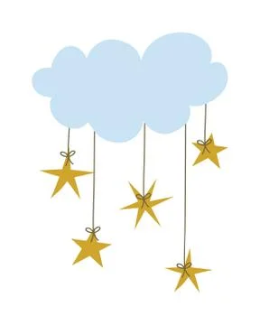 Isolated cloud with stars hanging vector design Illustrazione stock