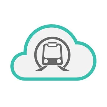 Isolated cloud with  a subway train icon Illustrazione stock