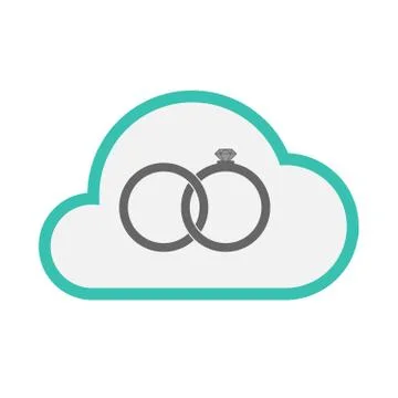 Isolated cloud with  two bonded wedding rings Illustrazione stock