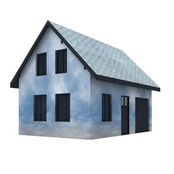Isolated cloudy house imagination illustration Stock Illustration