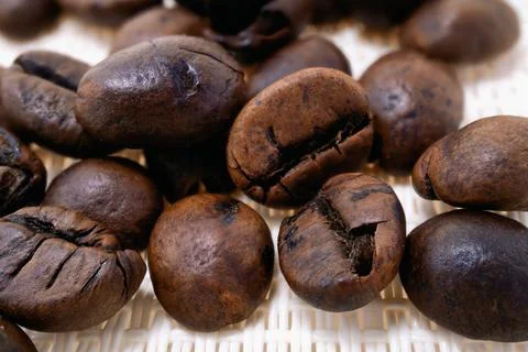 Isolated coffee beans close up Stock Photos