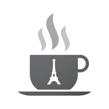 Isolated coffee cup icon with   the Eiffel tower 스톡 일러스트