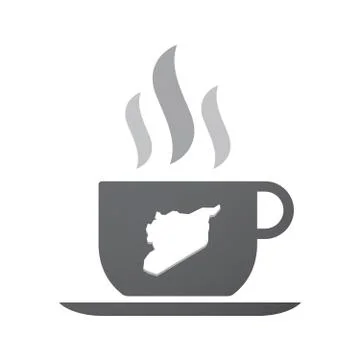 Isolated coffee cup icon with  the map of Syria Stock Illustration