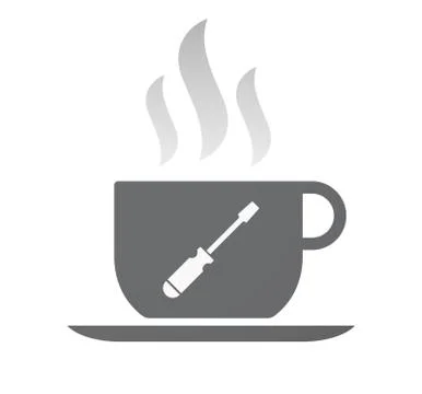 Isolated coffee cup with a screwdriver Illustrazione stock