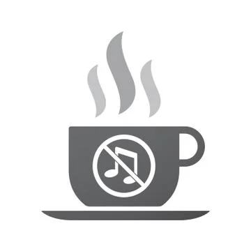 Isolated coffee mug with  a musical note  in a not allowed signal Stock Illustration