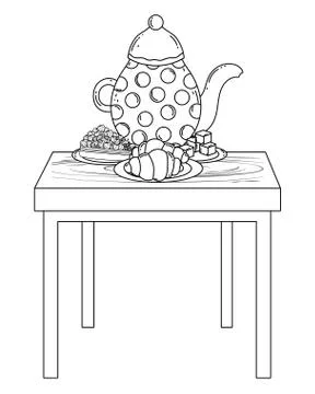 Isolated coffee pot and cake vector design Stock Illustration
