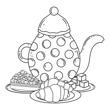 Isolated coffee pot and cake vector design Stock Illustration