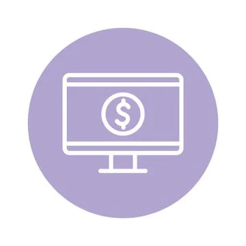 Isolated coin inside computer line and block style icon vector design Stock-Illustration