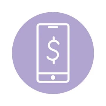 Isolated coin inside computer line and block style icon vector design Stock Illustration