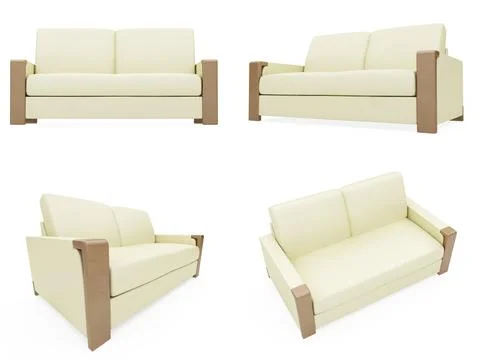 Isolated collage of sofa over white background Stock Illustration
