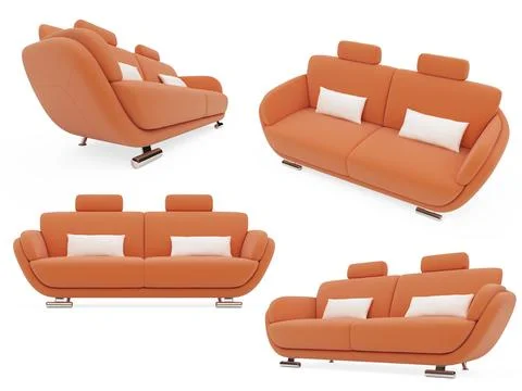 Isolated collage of sofa over white background Stock Illustration