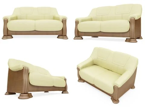 Isolated collage of sofa over white background Stock Illustration