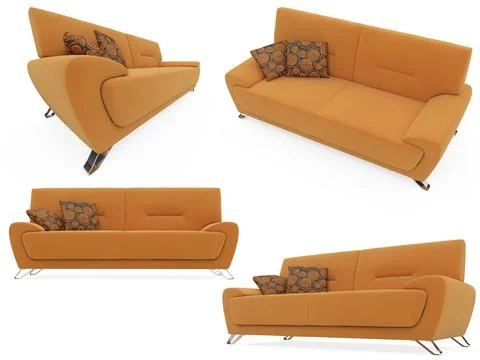 Isolated collage of sofa over white background Stock-Illustration